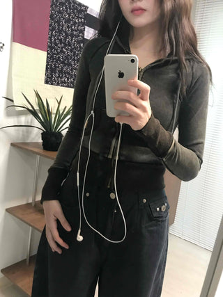 Shaping Slim Fit Crop Collar Zip-up