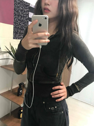 Shaping Slim Fit Crop Collar Zip-up