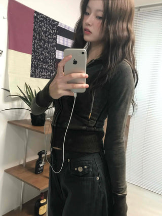 Shaping Slim Fit Crop Collar Zip-up