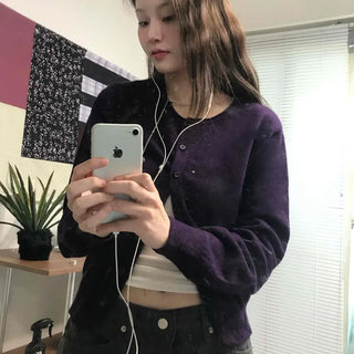 Soft Round Neck Slim Fit Basic Knit Cardigan