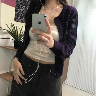 Soft Round Neck Slim Fit Basic Knit Cardigan