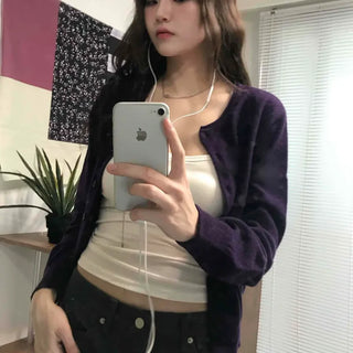 Soft Round Neck Slim Fit Basic Knit Cardigan