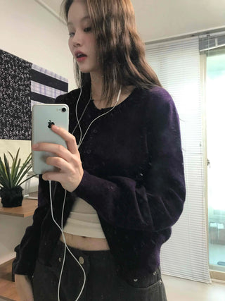 Soft Round Neck Slim Fit Basic Knit Cardigan
