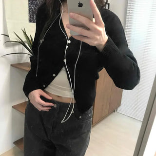 Ribbed Knit Slim Fit Cropped Cardigan