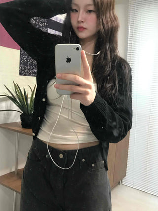 Ribbed Knit Slim Fit Cropped Cardigan