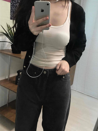 Ribbed Knit Slim Fit Cropped Cardigan