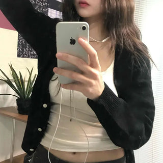 Ribbed Knit Slim Fit Cropped Cardigan