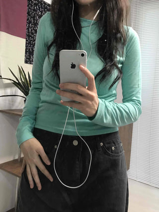 Basic Plain Slim Fit Long Sleeve T-shirt