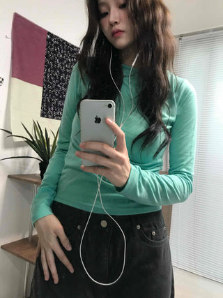 Basic Plain Slim Fit Long Sleeve T-shirt