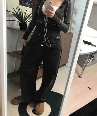 High-Waisted Wide Cotton Hidden Elastic Waist Long Pants