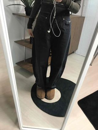 High-Waisted Wide Cotton Hidden Elastic Waist Long Pants