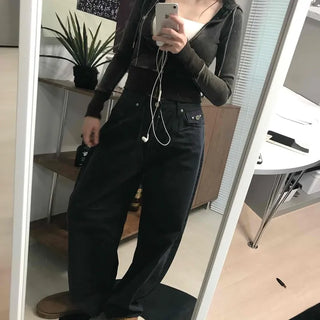 High-Waisted Wide Cotton Hidden Elastic Waist Long Pants