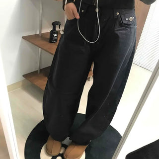 High-Waisted Wide Cotton Hidden Elastic Waist Long Pants