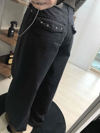 High-Waisted Wide Cotton Hidden Elastic Waist Long Pants