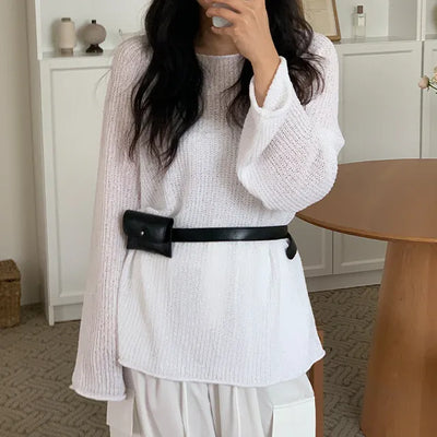 Cine Boucle Lip Neck See-through Knit
