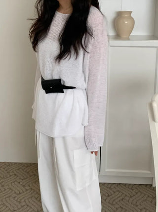 Cine Boucle Lip Neck See-through Knit