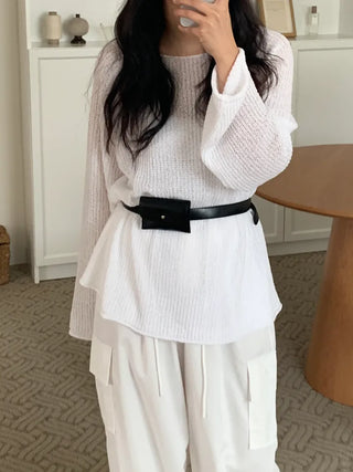 Cine Boucle Lip Neck See-through Knit