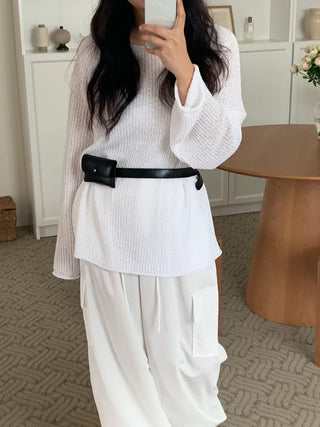 Cine Boucle Lip Neck See-through Knit