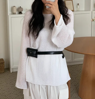Cine Boucle Lip Neck See-through Knit