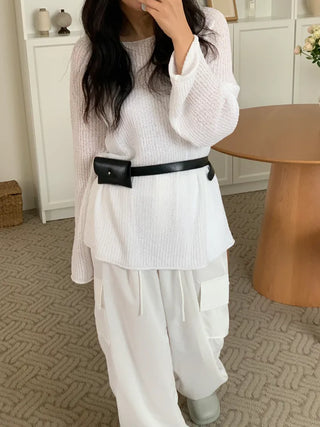 Cine Boucle Lip Neck See-through Knit