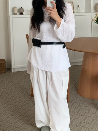 Cine Boucle Lip Neck See-through Knit