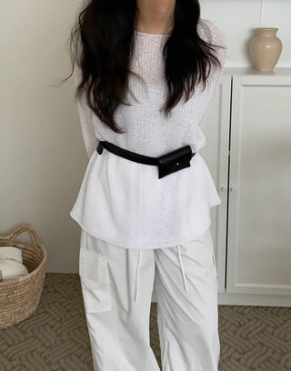 Cine Boucle Lip Neck See-through Knit