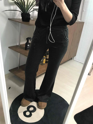 Casual Striped Elastic Long Pants