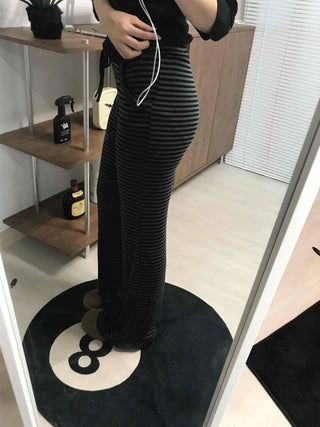 Casual Striped Elastic Long Pants