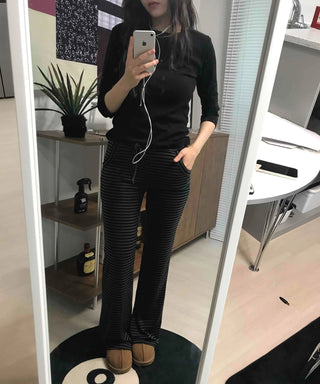 Casual Striped Elastic Long Pants