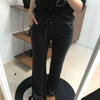 Casual Striped Elastic Long Pants
