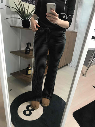 Casual Striped Elastic Long Pants