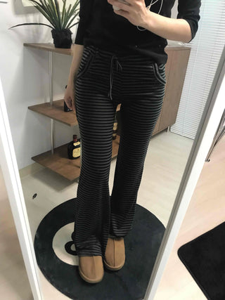 Casual Striped Elastic Long Pants