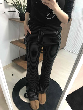 Casual Striped Elastic Long Pants