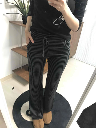 Casual Striped Elastic Long Pants