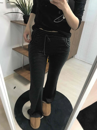 Casual Striped Elastic Long Pants