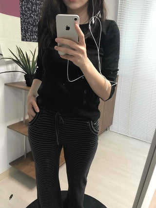 Casual Striped Elastic Long Pants