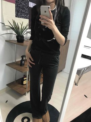 Casual Striped Elastic Long Pants