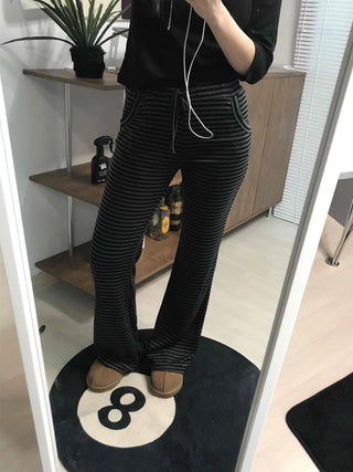 Casual Striped Elastic Long Pants