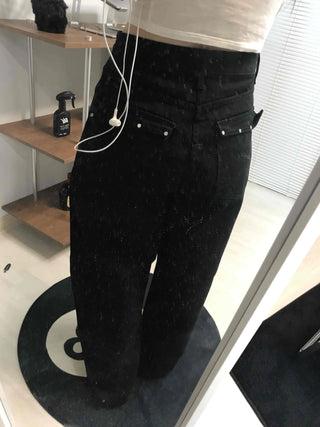 Hip Chain Loose Fit Studded Pocket Cotton Pants