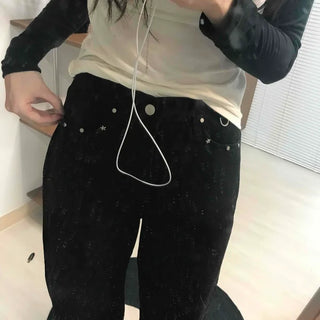 Hip Chain Loose Fit Studded Pocket Cotton Pants