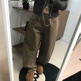 Cotton Wide-Fit Curved Cotton Pants