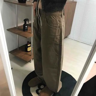 Cotton Wide-Fit Curved Cotton Pants