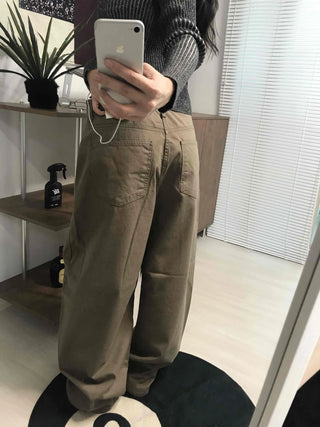 Cotton Wide-Fit Curved Cotton Pants