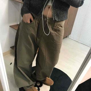 Cotton Wide-Fit Curved Cotton Pants