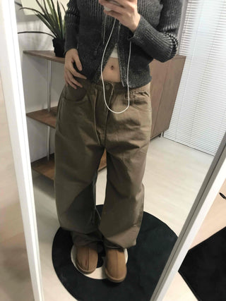 Cotton Wide-Fit Curved Cotton Pants