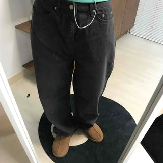 Street Style Cotton Loose Fit Wide Denim Pants
