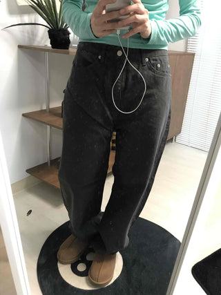 Street Style Cotton Loose Fit Wide Denim Pants