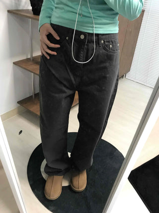 Street Style Cotton Loose Fit Wide Denim Pants