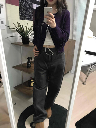 Street Style Cotton Loose Fit Wide Denim Pants