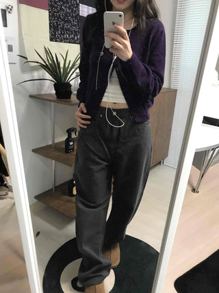 Street Style Cotton Loose Fit Wide Denim Pants